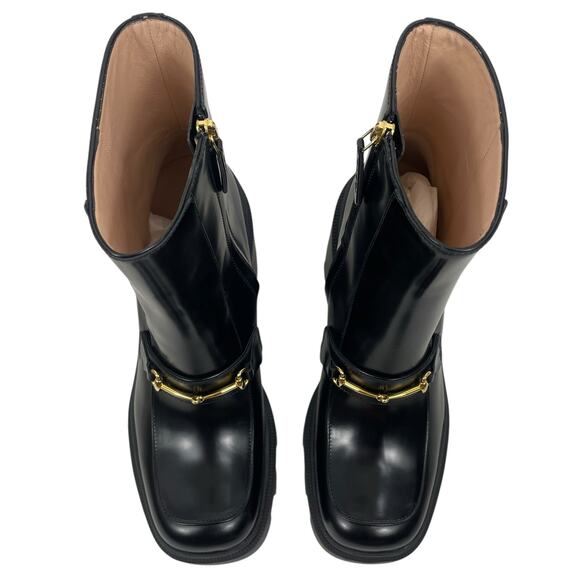 Gucci Magnum Calf Leather Horsebit Lug Sole Boots Black Size 40 - Picture 8 of 16